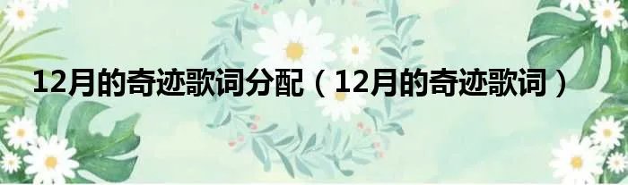 12月的奇迹歌词分配（12月的奇迹歌词）