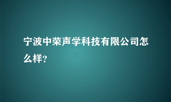 宁波中荣声学科技有限公司怎么样？