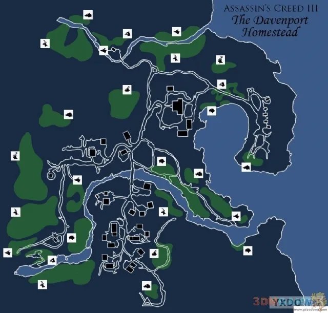 刺客信条3狩猎地图，告诉你刺客信条3中动物都在哪儿！