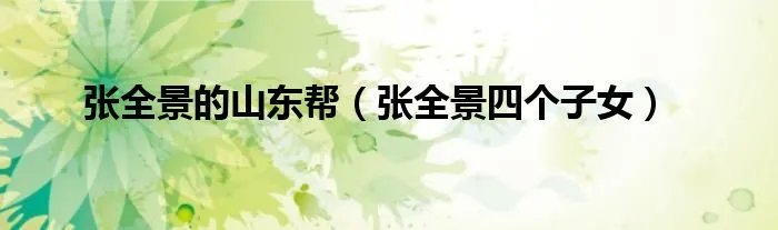 张全景的山东帮（张全景四个子女）