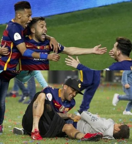 巴萨加冕双冠王破纪录 梅西与儿子球场开心庆祝