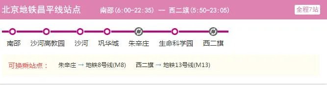 2021北京地铁昌平线路图 北京地铁昌平线站点图及运营时间表