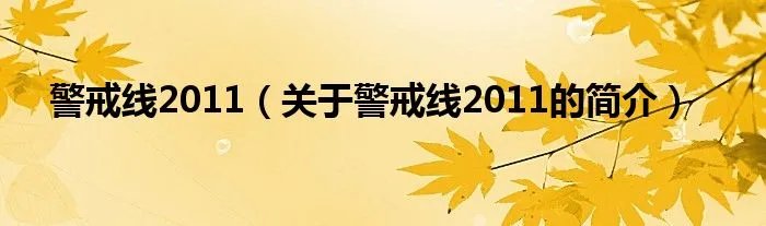 警戒线2011（关于警戒线2011的简介）