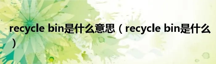 recycle bin是什么意思（recycle bin是什么）