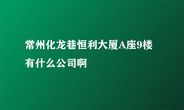 常州化龙巷恒利大厦A座9楼有什么公司啊