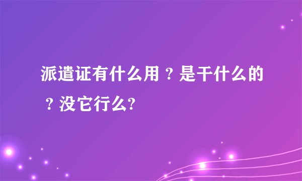 派遣证有什么用 ? 是干什么的 ? 没它行么?