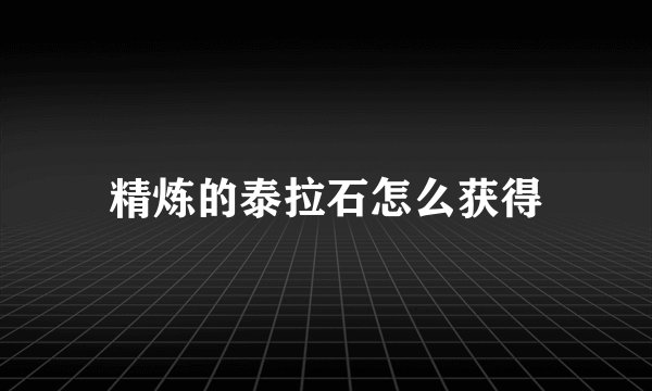 精炼的泰拉石怎么获得