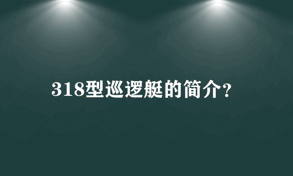 318型巡逻艇的简介？