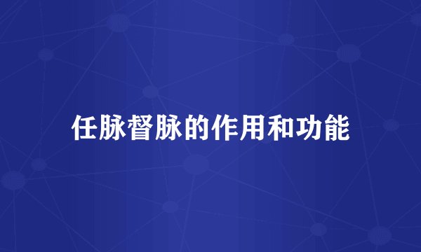 任脉督脉的作用和功能