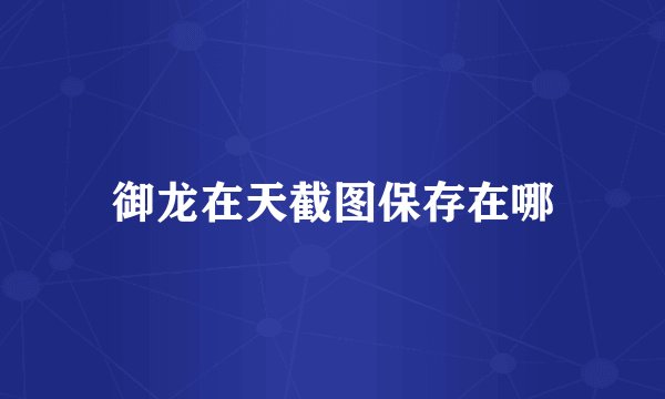 御龙在天截图保存在哪