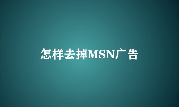 怎样去掉MSN广告
