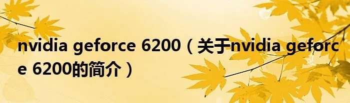 nvidia geforce 6200（关于nvidia geforce 6200的简介）
