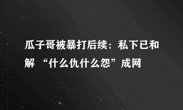 瓜子哥被暴打后续：私下已和解 “什么仇什么怨”成网