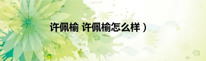 许佩榆 许佩榆怎么样）