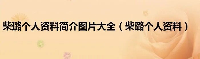 柴璐个人资料简介图片大全（柴璐个人资料）