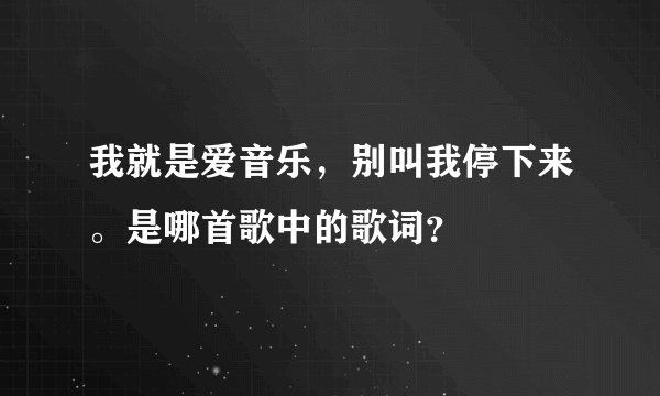 我就是爱音乐,别叫我停下来。是哪首歌中的歌词?