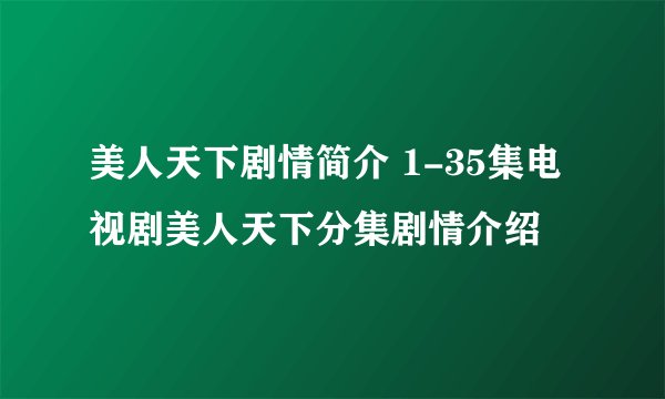 美人天下剧情简介 1-35集电视剧美人天下分集剧情介绍