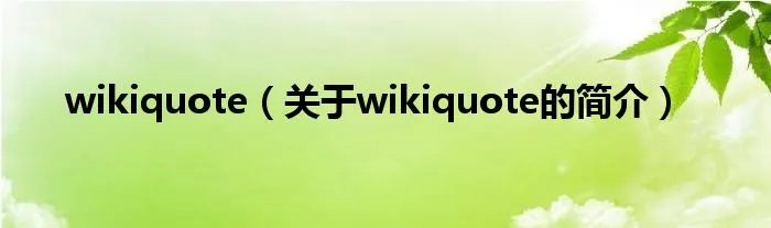 wikiquote（关于wikiquote的简介）