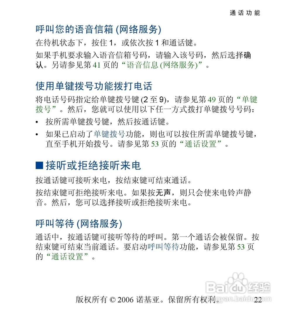 诺基亚6030手机使用说明书: