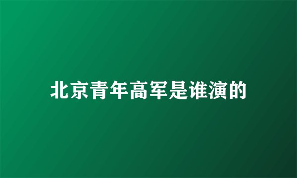 北京青年高军是谁演的