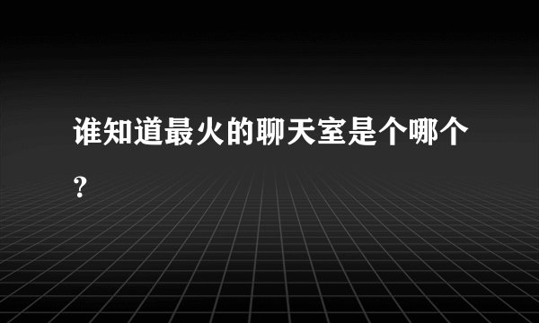 谁知道最火的聊天室是个哪个？