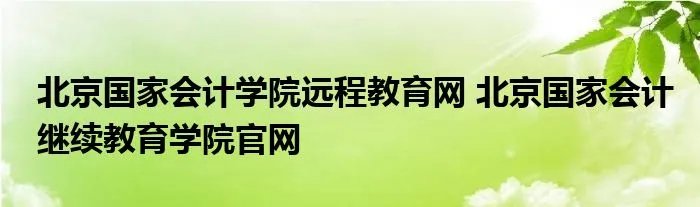 北京国家会计学院远程教育网 北京国家会计继续教育学院官网