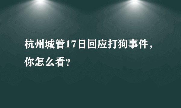 杭州城管17日回应打狗事件，你怎么看？