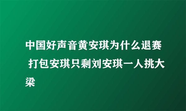 中国好声音黄安琪为什么退赛 打包安琪只剩刘安琪一人挑大梁