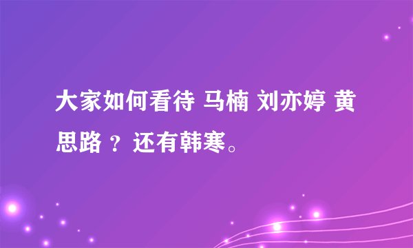 大家如何看待 马楠 刘亦婷 黄思路 ？还有韩寒。