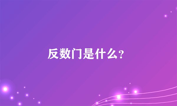 反数门是什么？