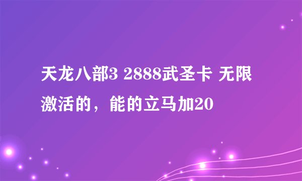 天龙八部3 2888武圣卡 无限激活的，能的立马加20