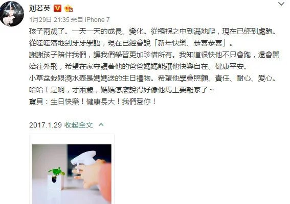 儿子2岁生日 刘若英：好像他马上要离家了