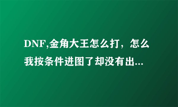 DNF,金角大王怎么打，怎么我按条件进图了却没有出现金角银角大王啊？咋整的？
