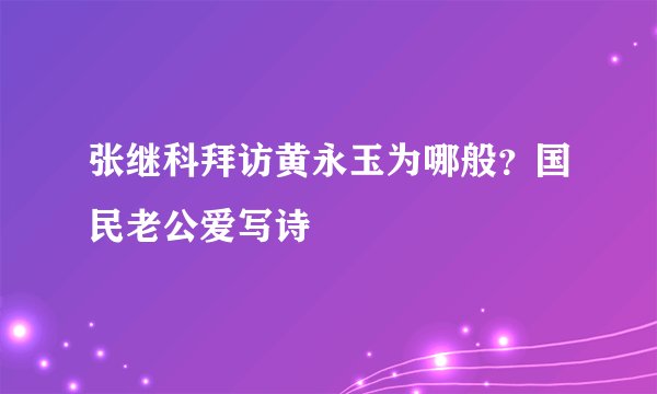 张继科拜访黄永玉为哪般？国民老公爱写诗