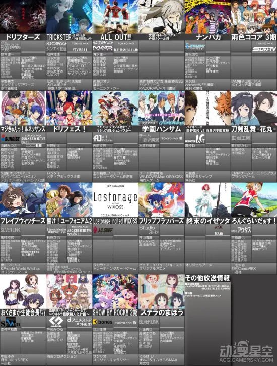2016年10月新番一览表1.0版 已有40部动画确定