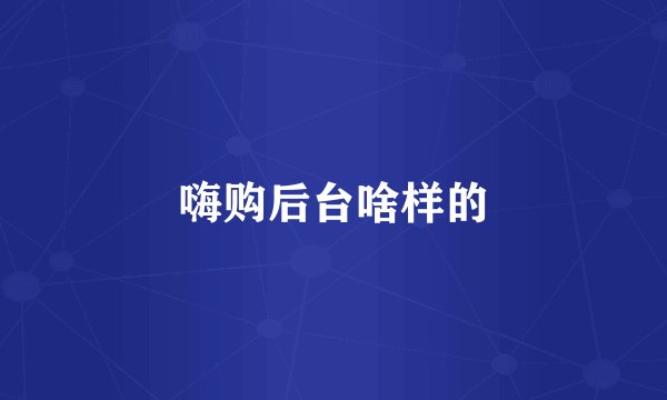 嗨购后台啥样的