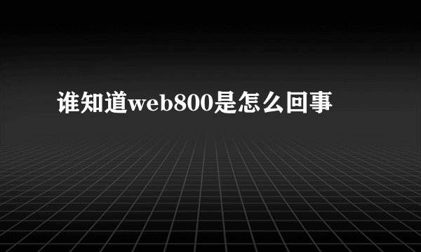 谁知道web800是怎么回事