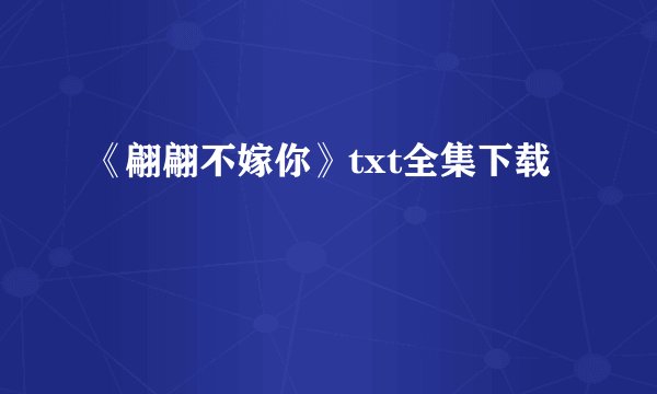 《翩翩不嫁你》txt全集下载