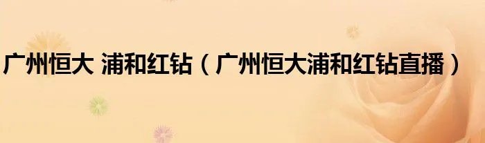 广州恒大 浦和红钻（广州恒大浦和红钻直播）