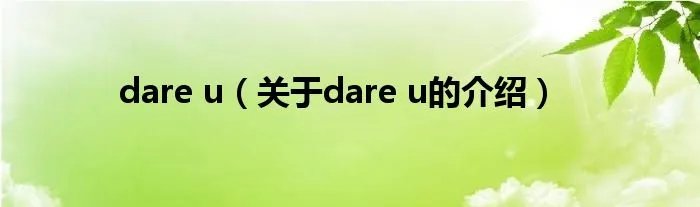 dare u（关于dare u的介绍）
