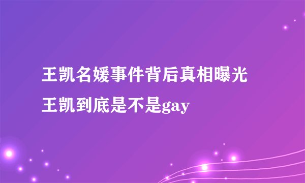 王凯名媛事件背后真相曝光 王凯到底是不是gay