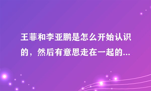 王菲和李亚鹏是怎么开始认识的，然后有意思走在一起的呢？通过什么认识的啊，谢谢