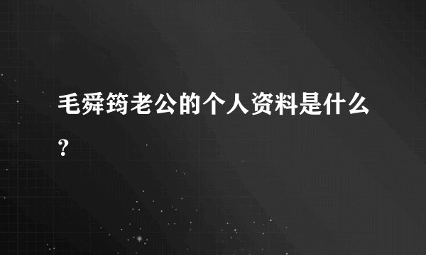 毛舜筠老公的个人资料是什么?