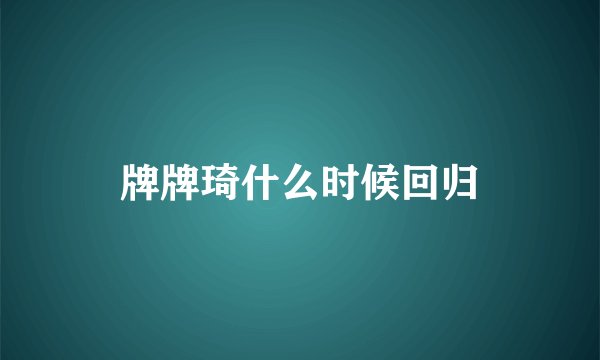 牌牌琦什么时候回归
