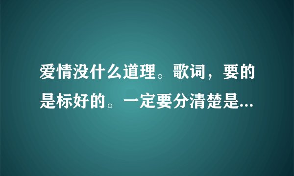 爱情没什么道理。歌词，要的是标好的。一定要分清楚是他们谁唱的哪一段。谢谢、