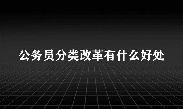 公务员分类改革有什么好处