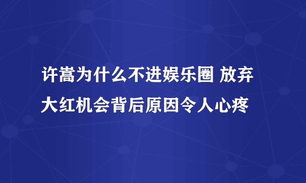 许嵩为什么不进娱乐圈 放弃大红机会背后原因令人心疼
