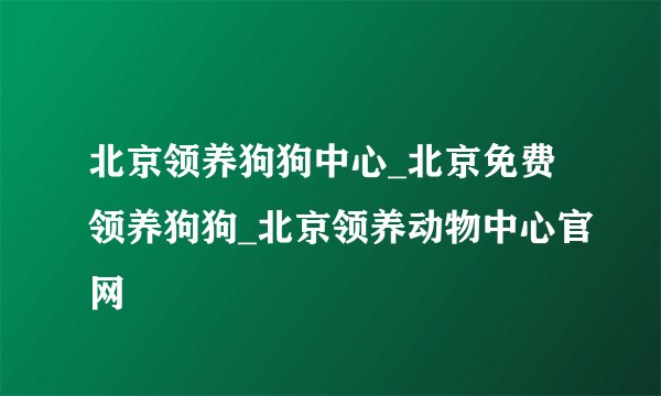 北京领养狗狗中心_北京免费领养狗狗_北京领养动物中心官网