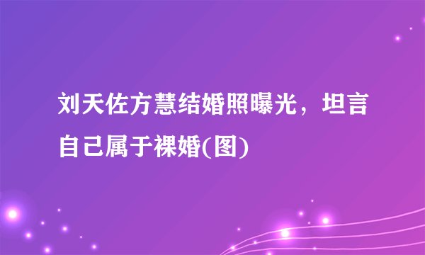 刘天佐方慧结婚照曝光，坦言自己属于裸婚(图)