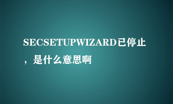 SECSETUPWIZARD已停止，是什么意思啊